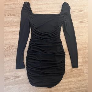 Long sleeve mini black dress